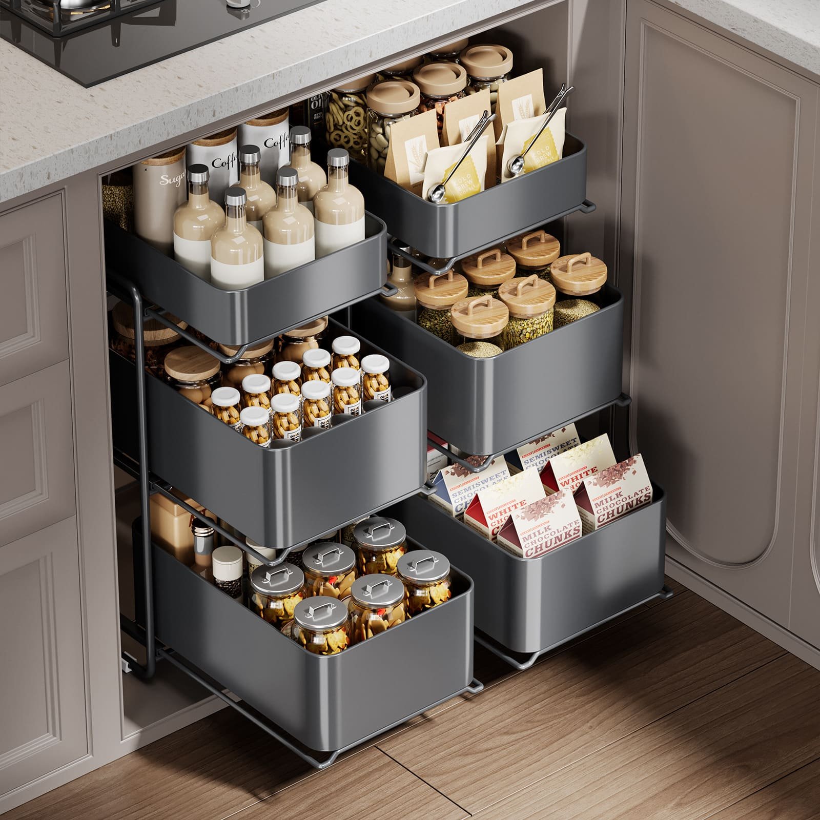 Under sink storage rack adjustable expandable organizer