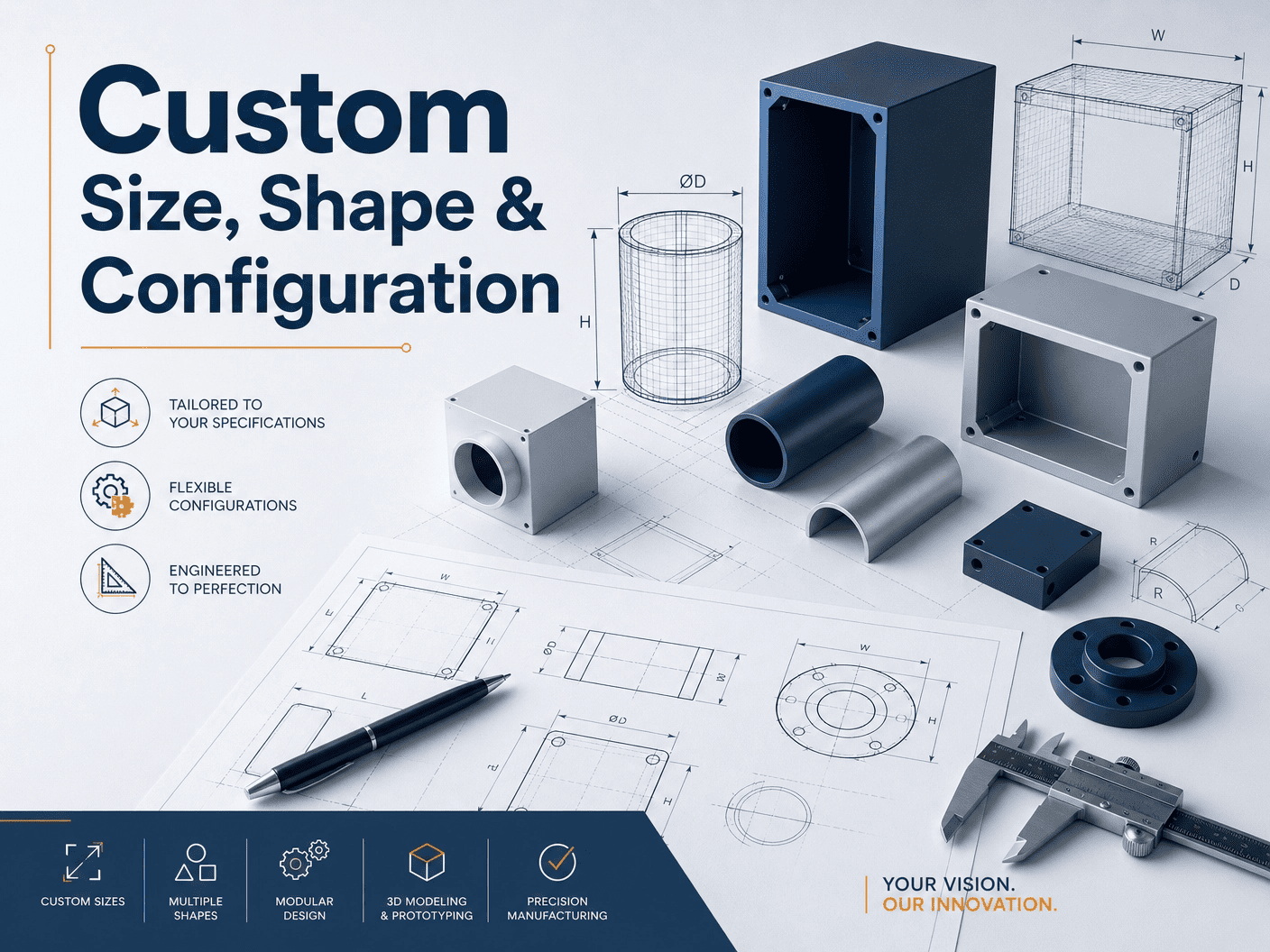 Product structure customization diagram showing modular kitchen storage components
